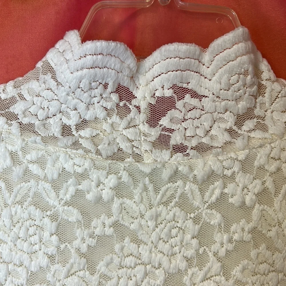 Coldwater Creek Women’s Lace Top Size L Off White Lined Bodice Long Sleeve